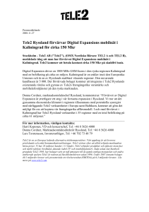 Tele2 Ryssland förvärvar Digital Expansions mobilnät i Kaliningrad