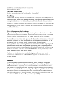 Inledning Människan och evolutionsteorin Resultat
