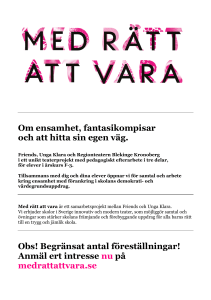 Unikt teaterprojekt om ensamhet för åk F-3!