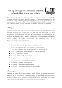 Förslag på dagar för kommunal aktivism