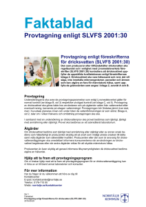 Faktablad Provtagning enligt SLVFS 2001:30 Provtagning enligt