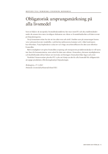 Obligatorisk ursprungsmärkning på alla livsmedel