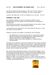 Hkk åk 9 Vad innehåller vår köpta mat