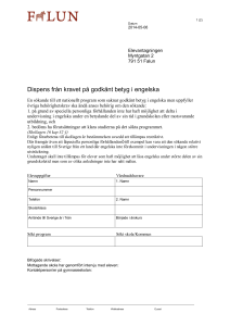 Dokument för dispens engelska avseende Falu kommun