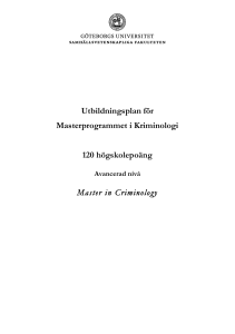 Utbildningsplan för Masterprogrammet i Kriminologi 120