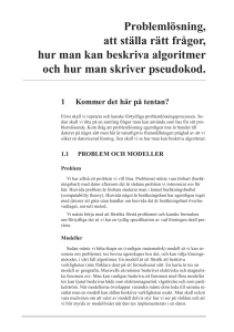 Problemlösning, att ställa rätt frågor, hur man kan beskriva