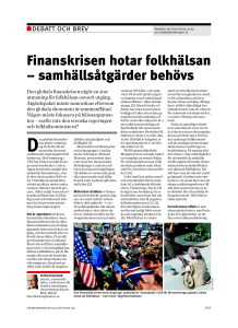 Finanskrisen hotar folkhälsan – samhällsåtgärder
