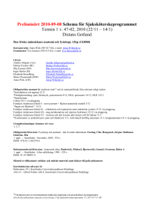 Schema för Sjuksköterskeprogrammet