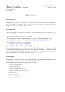 Mälardalens Högskola Kursinformation