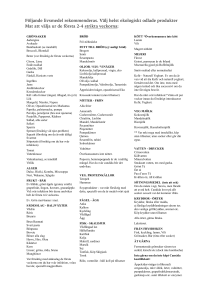 lista på livsmedel