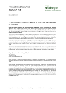 Idogen stärker sin position i USA – viktig patentansökan får Notice of