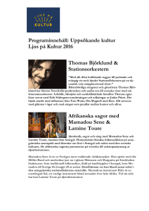 Programinnehåll: Uppsökande kultur Ljus på Kultur 2016 Thomas