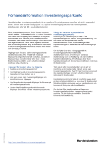 Förhandsinformation Investeringssparkonto