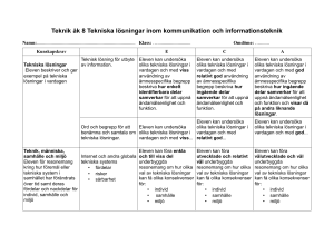 Teknik åk 8 Tekniska lösningar inom kommunikation och