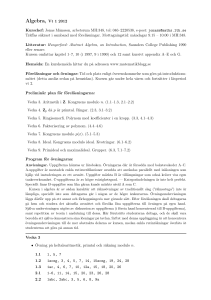 Algebra, Vt 1 2012