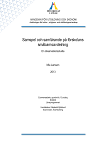 Samspel och samlärande på förskolans