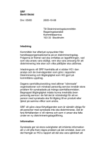 Brev till Diskrimineringskommittén 2005 om en diskrimineringslag