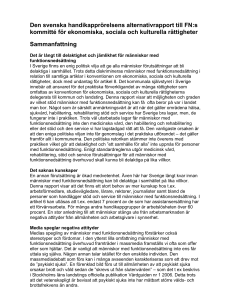 Sammanfattning av Handikapprörelsens alternativrapport om FN:s