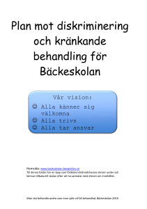 Plan mot diskriminering och kränkande behandling för Bäckeskolan