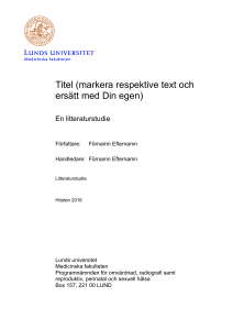 Titel (markera respektive text och ersätt med Din egen)