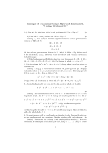 Lösningar till tentamensskrivning i Algebra och kombinatorik, 7.5