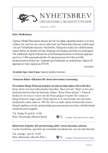 nyhetsbrev - Östasiatiska Museets Vänner