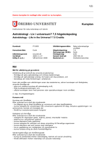Kursplan Astrobiologi - Liv i universum? 7,5 högskolepoäng