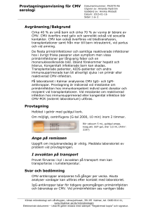 Provtagningsanvisning för CMV serologi Avgränsning/Bakgrund