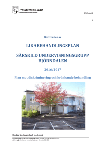 likabehandlingsplan särskild undervisningsgrupp björndalen