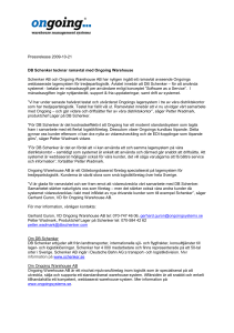DB Schenker tecknar ramavtal med Ongoing Warehouse
