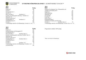 ENTREPRENÖRSPROGRAMMET - KURSÖVERSIKT 2016/2017*