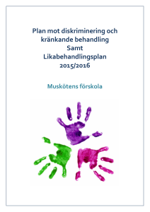 Plan mot diskriminering och kränkande behandling Samt
