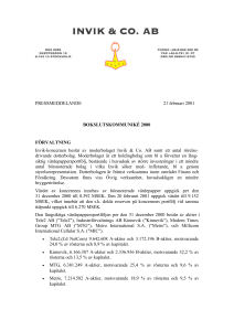 PRESSMEDDELANDE 21 februari 2001