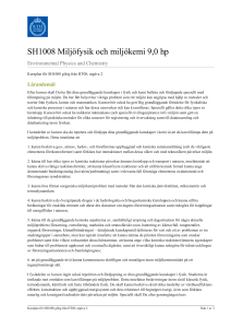 KTH | SH1008 Miljöfysik och miljökemi 9,0 hp