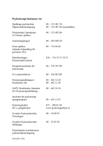 Psykoterapi instanser etc
