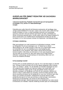 kursplan för ämnet pediatrik vid sachsska barnsjukhuset