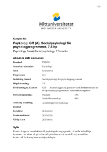 Psykologi GR (A), Socialpsykologi för psykologprogrammet, 7,5 hp