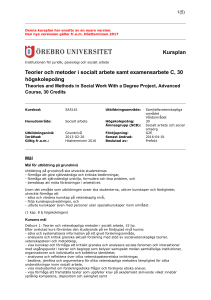 Kursplan Teorier och metoder i socialt arbete