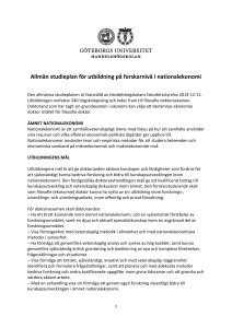 Allmän studieplan för forskarutbildningen i nationalekonomi