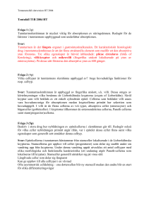 Tentafall T1B 2004 HT Fråga 1 (2p) Tunntarmsslemhinnan är