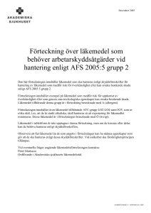 Förteckning över läkemedel som behöver arbetarskyddsåtgärder vid