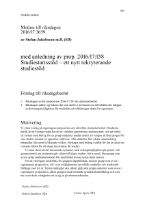 med anledning av prop. 2016/17:158 Studiestartsstöd