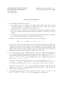 MATEMATISKA INSTITUTIONEN STOCKHOLMS UNIVERSITET