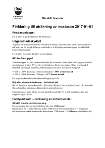 Förklaring till uträkning av maxtaxan Särskilt boende