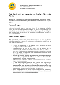 Nytt EU-direktiv om studenter och forskare från tredje länder
