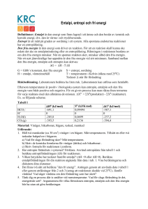 Entalpi, entropi och fri energi