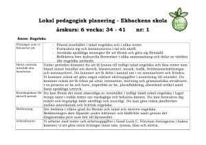 Lokal pedagogisk planering - Ekbackens skola årskurs: 6 vecka: 34
