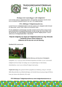 Onsdagen den 6 juni flaggar vi för trädgården! STA, Sällskapet
