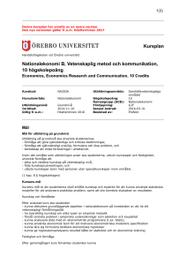 Kursplan Nationalekonomi B, Vetenskaplig metod och