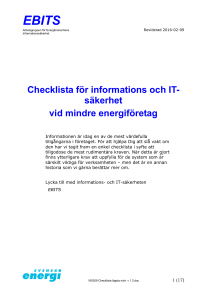 Checklista för informations och IT- säkerhet vid mindre energiföretag